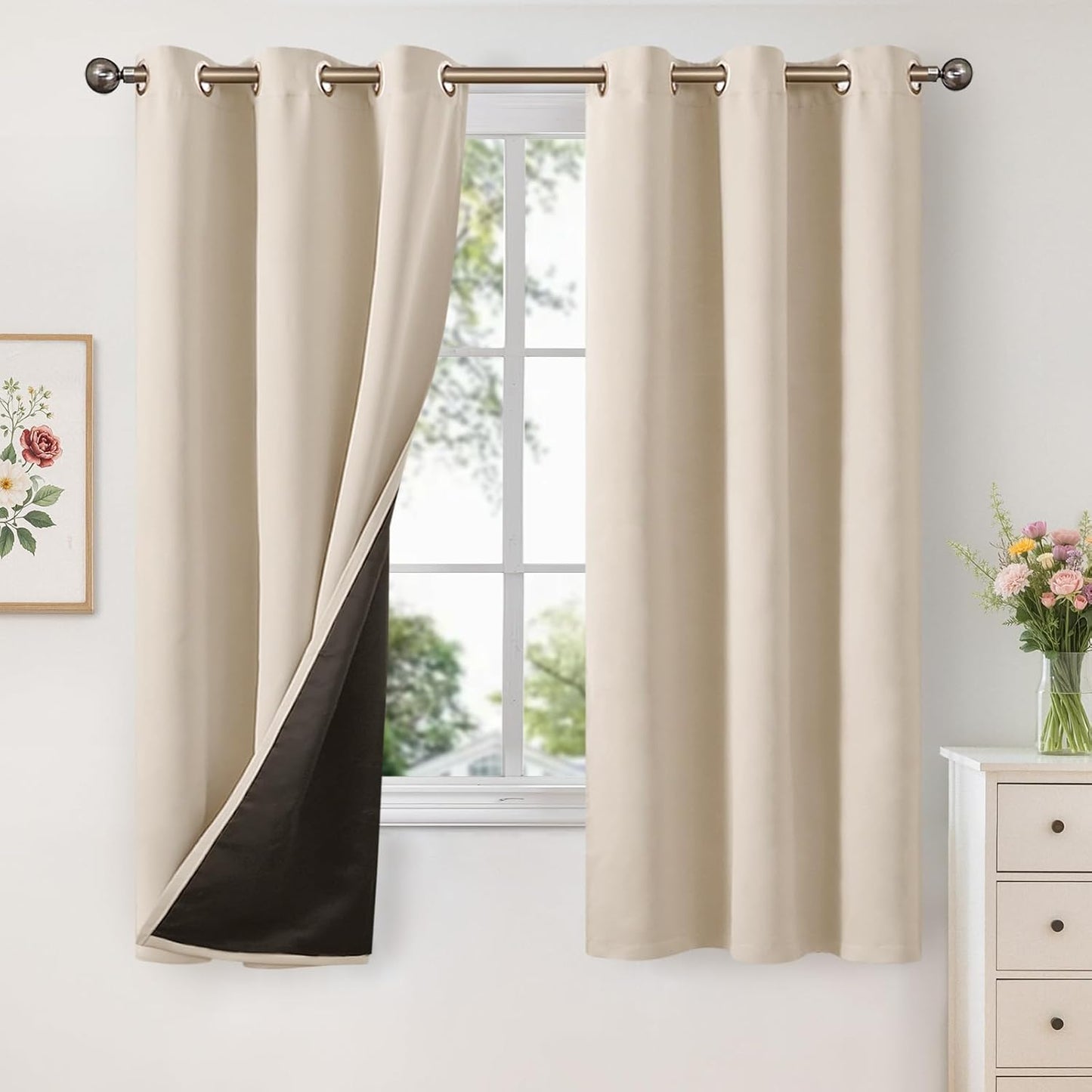 YoungsTex Champagne Blackout Curtains for Total Light Control