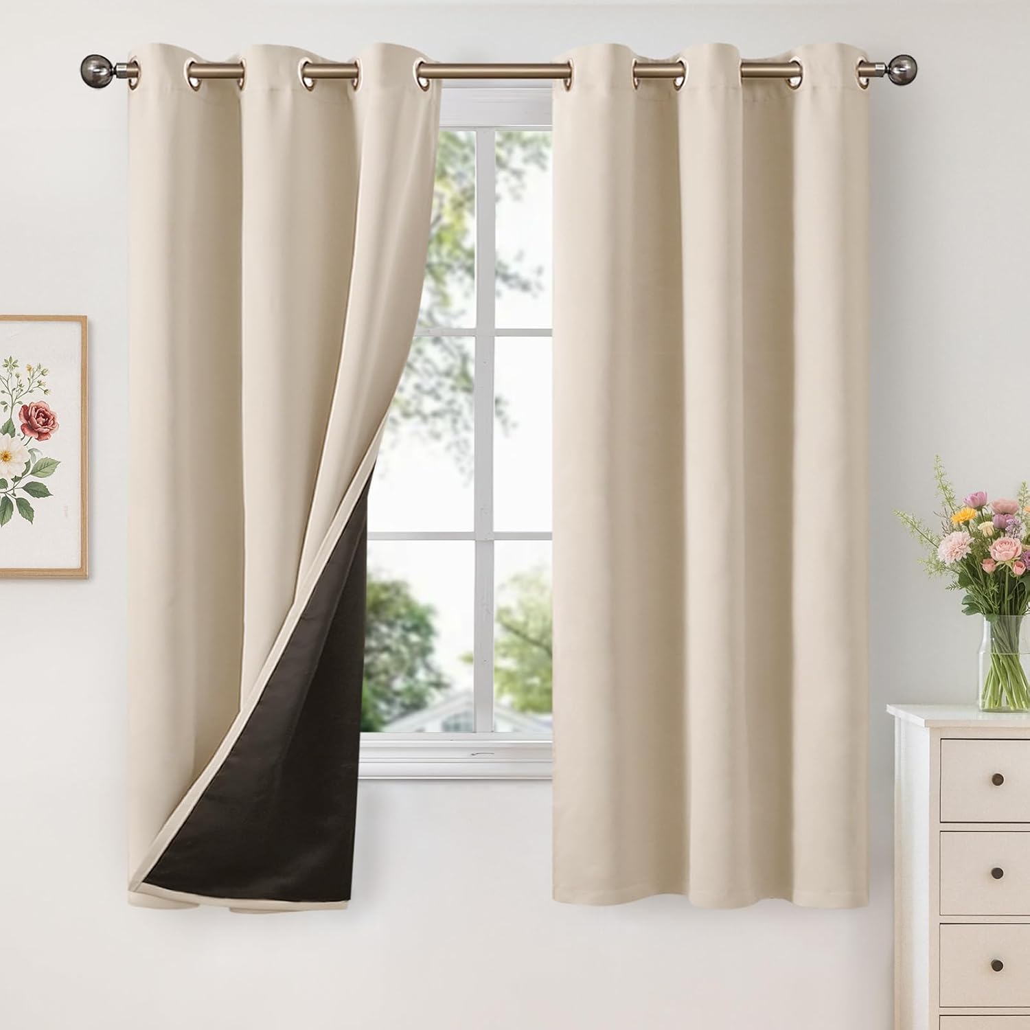 YoungsTex Champagne Blackout Curtains for Total Light Control