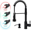 GIMILI Black Kitchen Faucet with LED Light and Soap Dispenser