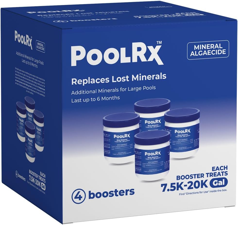 PoolRx Booster Minerals for Pools, 4 Pack, 7500 to 20000 Gallons