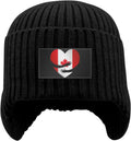 Winter Beanie with Brim and Ear Flaps - Cozy Fleece Lined Knit