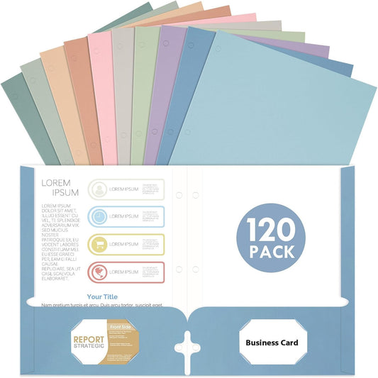 Folders with Pockets, 120 Pack Assorted Colors for School Use