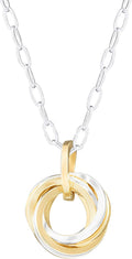 Tahmi Two-Tone Love Knot Pendant Necklace - Mixed Gold & Silver 20in