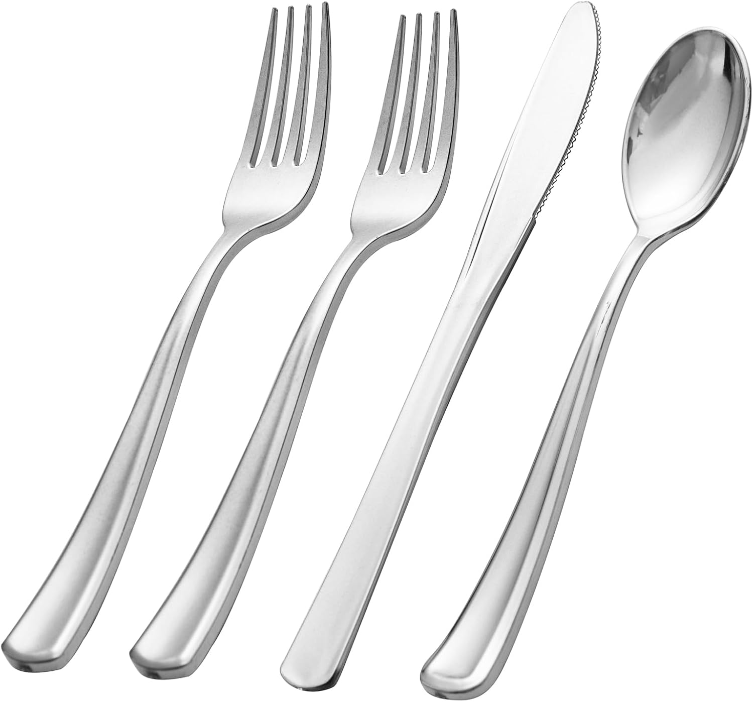 WDF 500PCS Silver Plastic Silverware Set for Elegant Gatherings