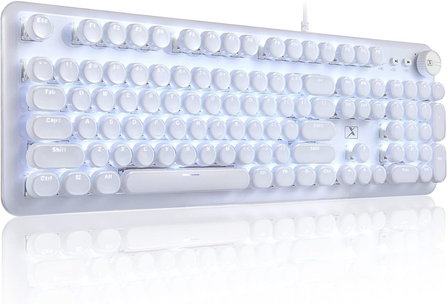 Gaming Keyboard with Retro Punk Typewriter Style and Blue Switch