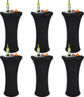 6 Pack Black Spandex Cocktail Tablecloth Set by Tegeme
