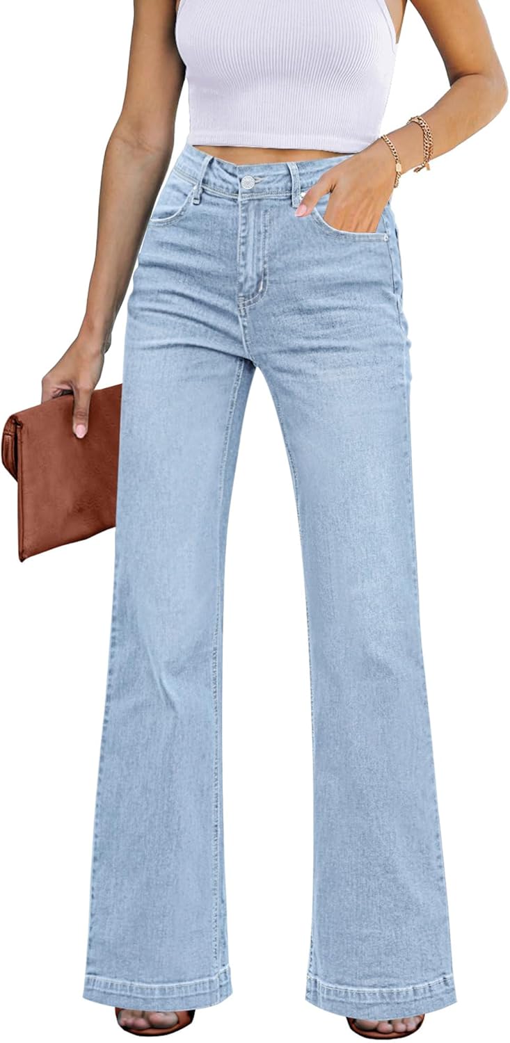 GRAPENT Womens Flare Jeans High Waisted Wide Leg Baggy Jean