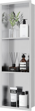 Stainless Steel Shower Niche 12ft x 36ft - Recessed Three-Tier Shelf