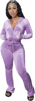 Velour Tracksuit Two Piece Outfits for Women - Retro Cozy Set