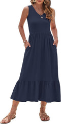 AUSELILY Womens Maxi Dress 2025 V Neck Tiered Sundress