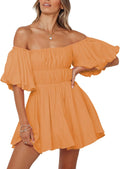 Dokotoo Womens Off The Shoulder Summer Dress - Ruffle A-Line Mini
