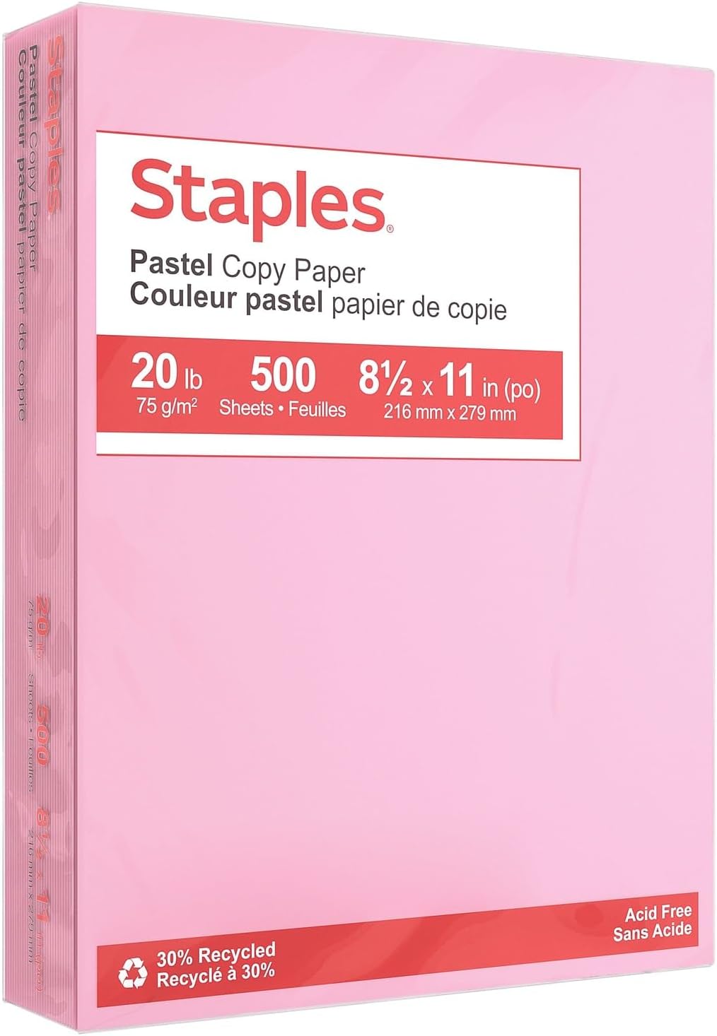 STAPLES Pastel Pink Copy Paper - 500 Sheets