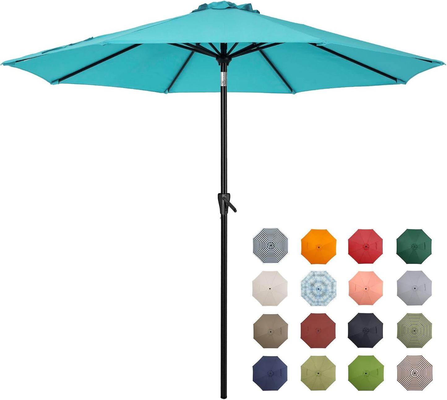 Tempera Patio Market Outdoor Table Umbrella with Crank & Tilt