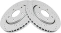 TRQ Front Performance Brake Rotor Drilled Slotted Pair Set - Improved