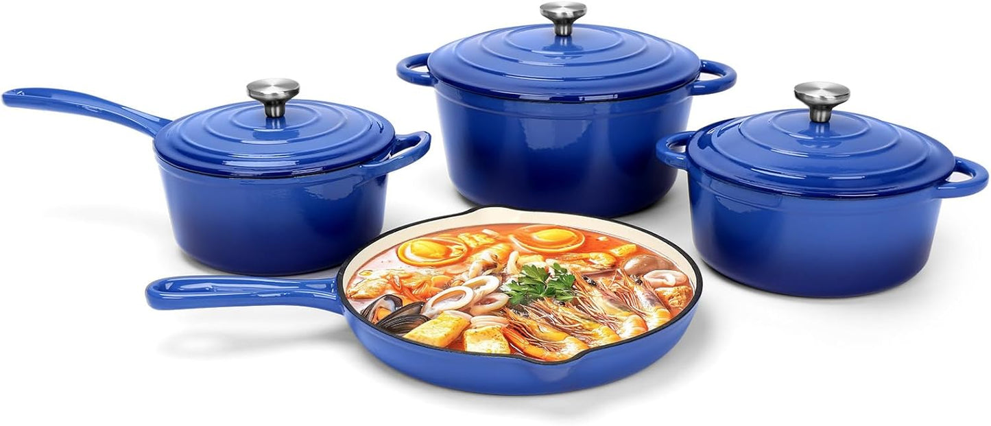 Nonstick Enameled Cast Iron Cookware Set for All Stovetops