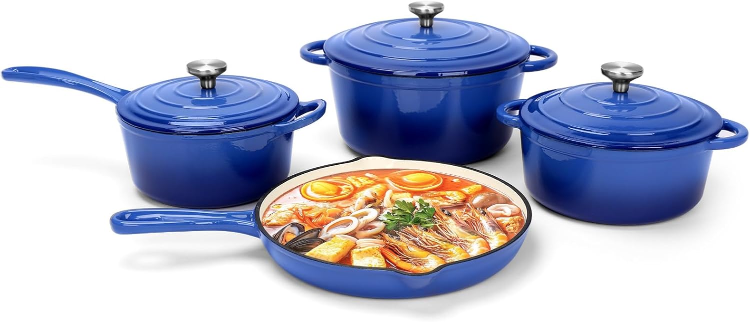 Nonstick Enameled Cast Iron Cookware Set for All Stovetops