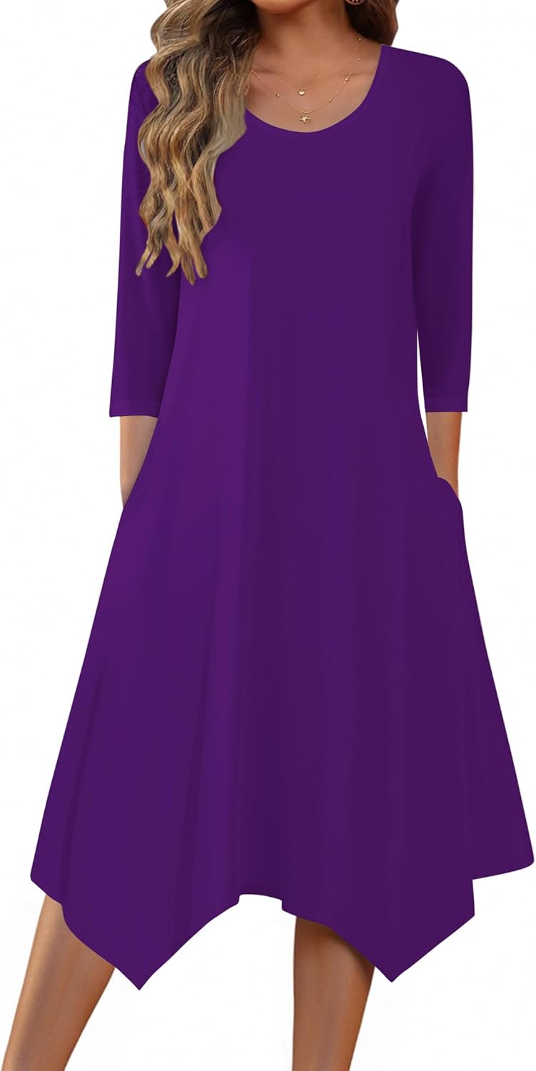 Elegant A Line Midi Dress with Pockets for Women 2025
