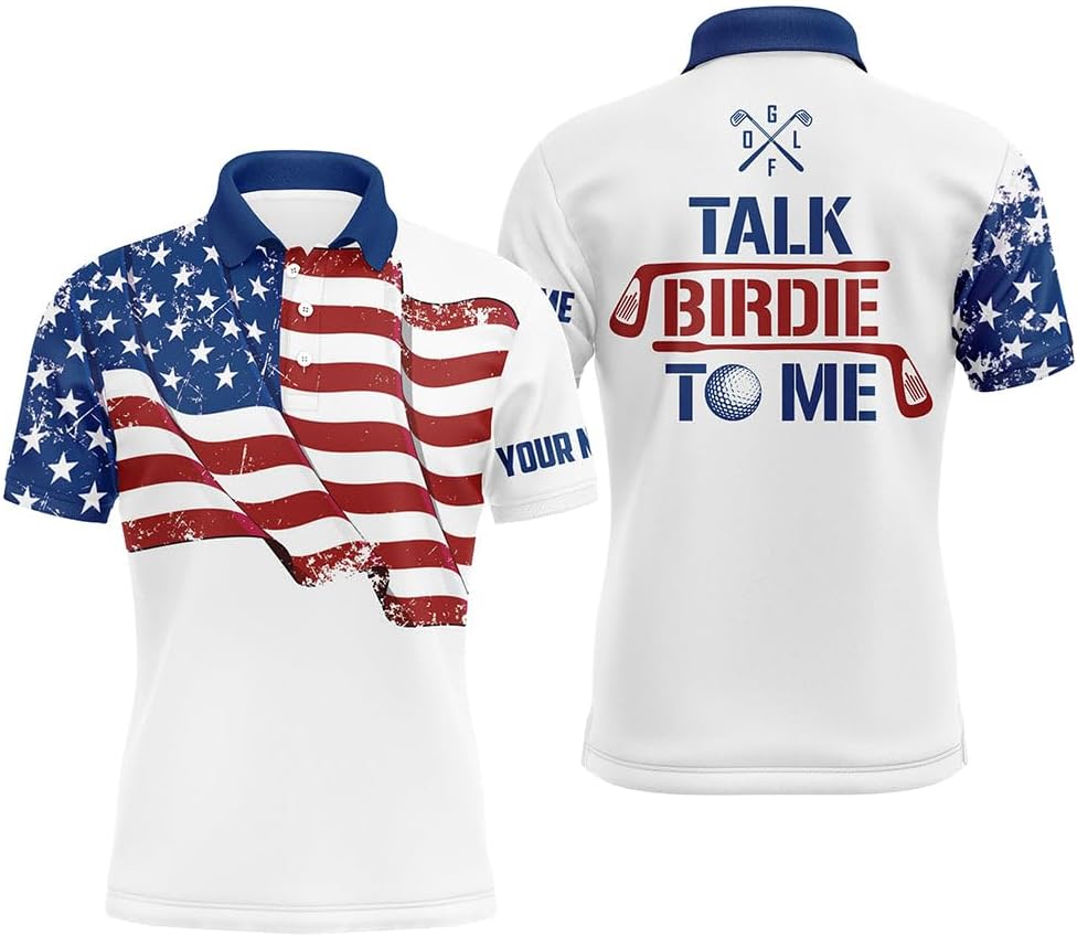 Custom American Flag Golf Polo - Dry Fit