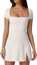 Womens Square Neck Tennis Dress with Built-In Shorts - Soft Alosoft