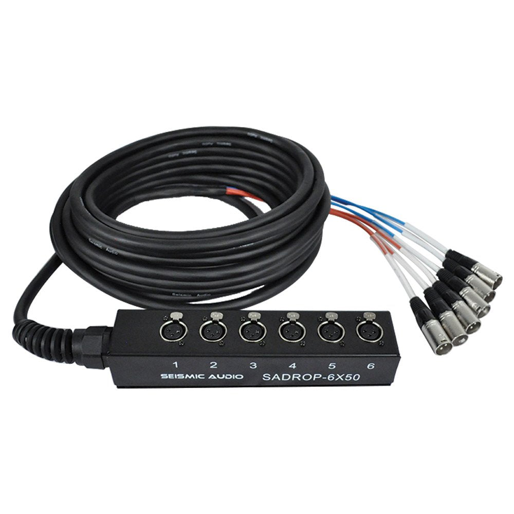 Seismic Audio SADROP-6x50 6 Channel Drop Snake Cable for Pros