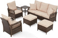 6 Piece Outdoor Patio Furniture Set with Adjustable Backrest