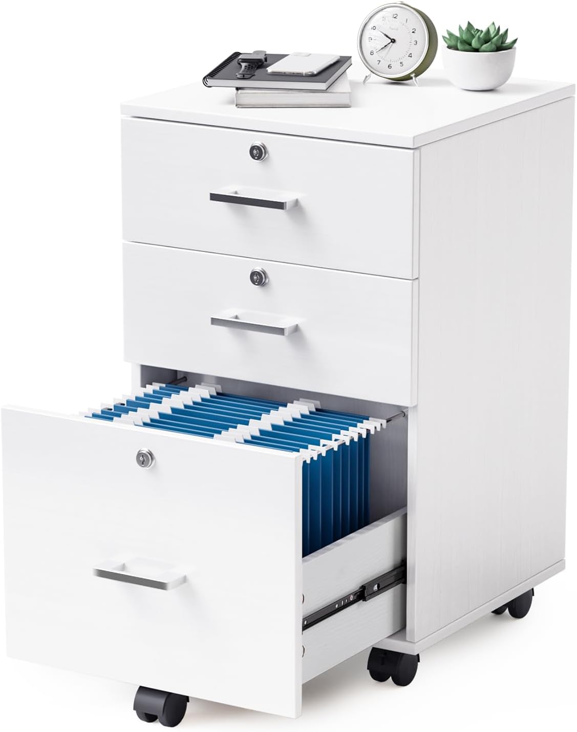 VINGLI 3-Drawer File Cabinet with Lock for Home Office Use