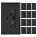 Wall Outlets with A and C USB Ports 12 Pack - Fast In-Wall Charging