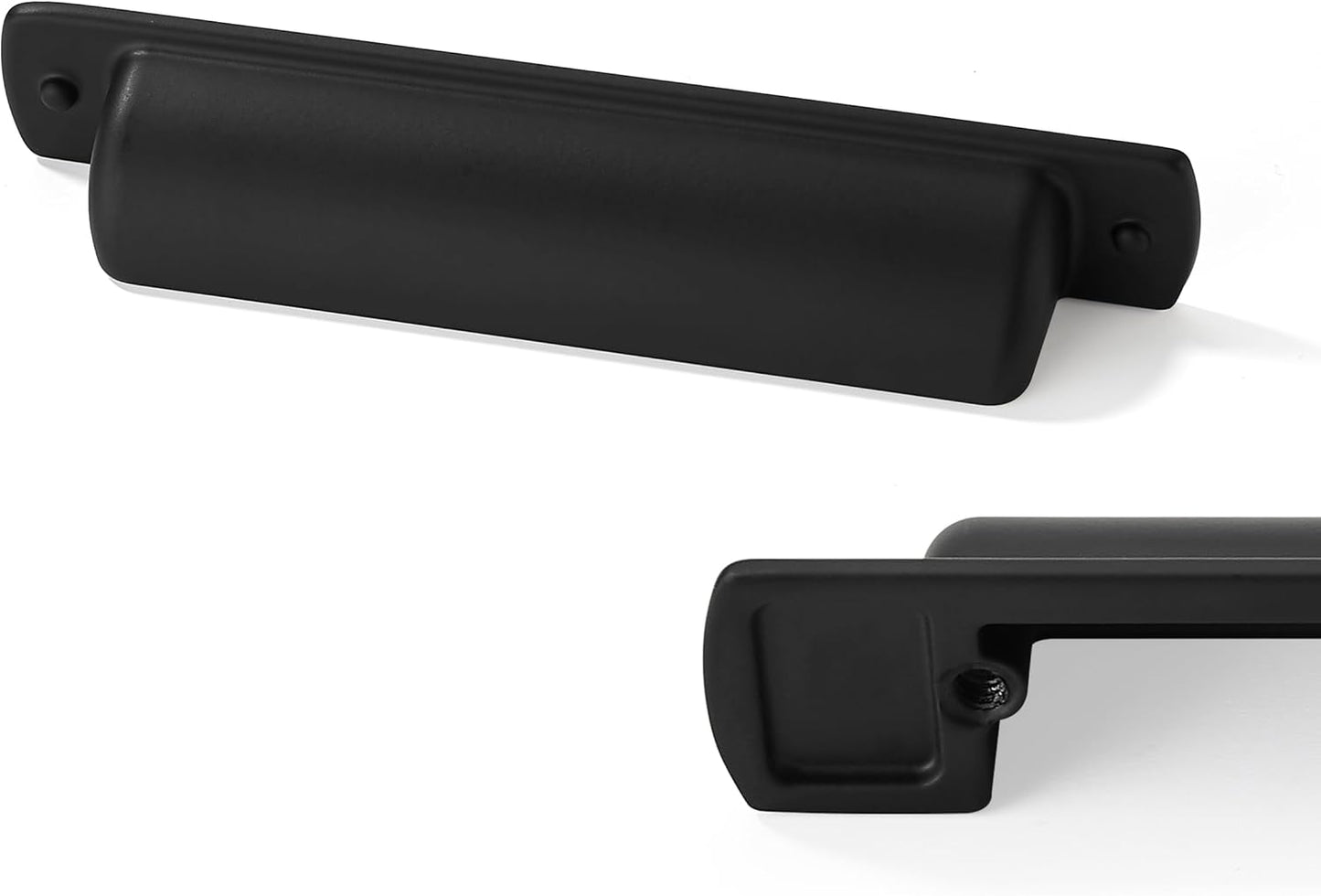 10 Pack 4in Matte Black Cabinet Cup Pulls for Kitchen Drawers