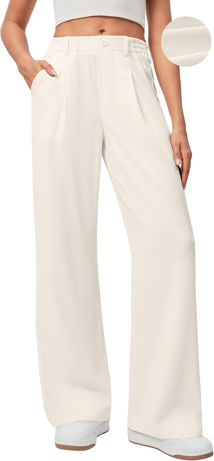 Ewedoos Wide Leg Pants for Women - Stretchy Work Dress Slacks