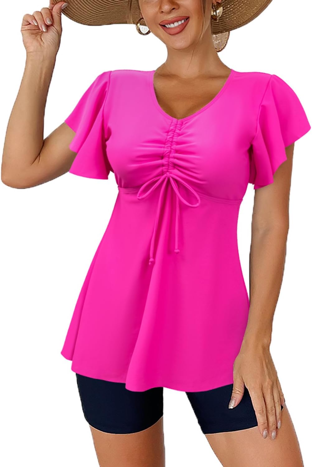 Fanuerg Women's Tankini Swimsuits with Ruffled Flowy Tops
