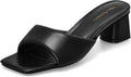 MIRAAZZURRA Heel Mules Square Open Toe Chunky Block Heel Heeled