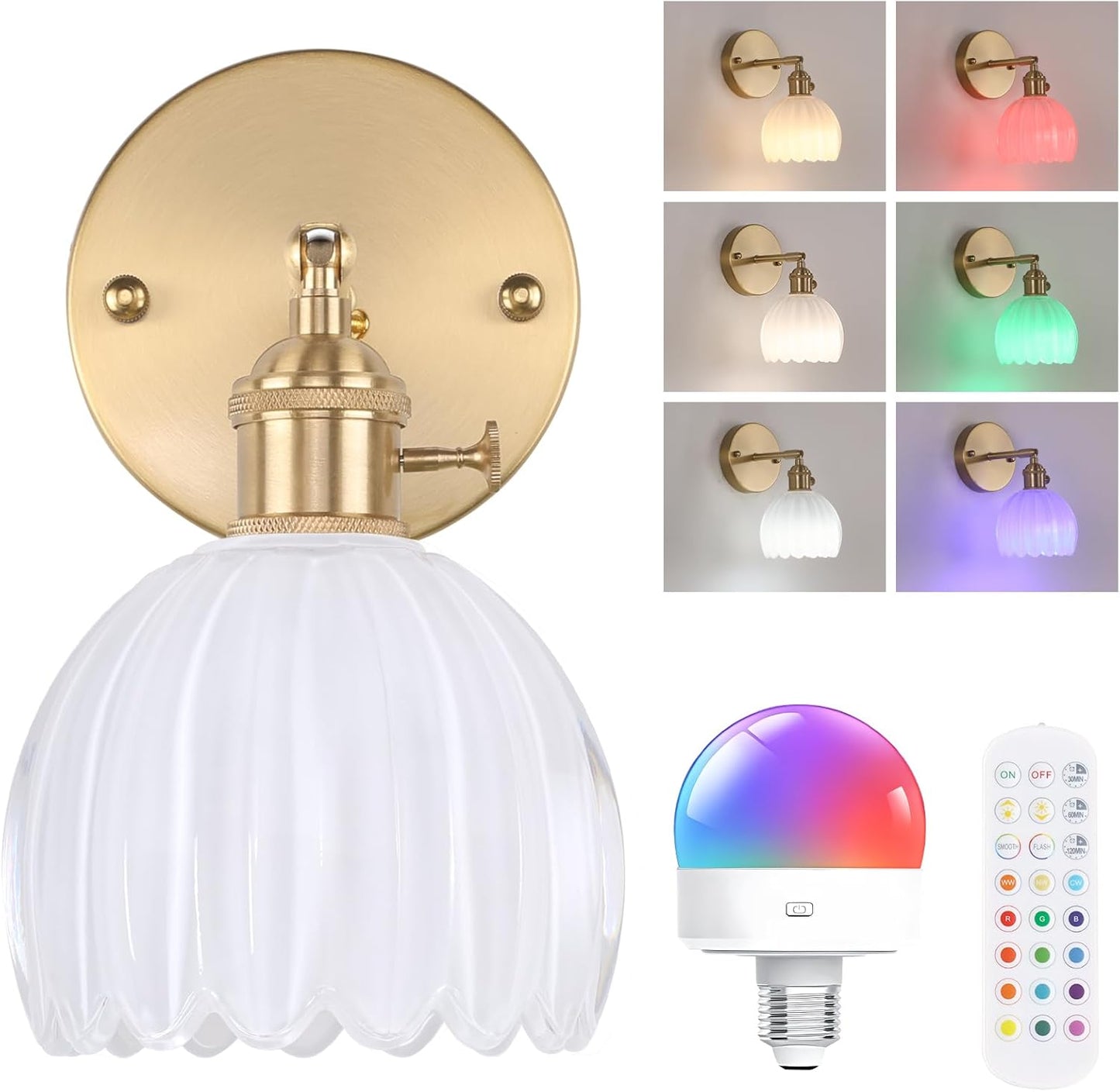 Vintage Battery Operated Wall Sconce with Remote Control Light