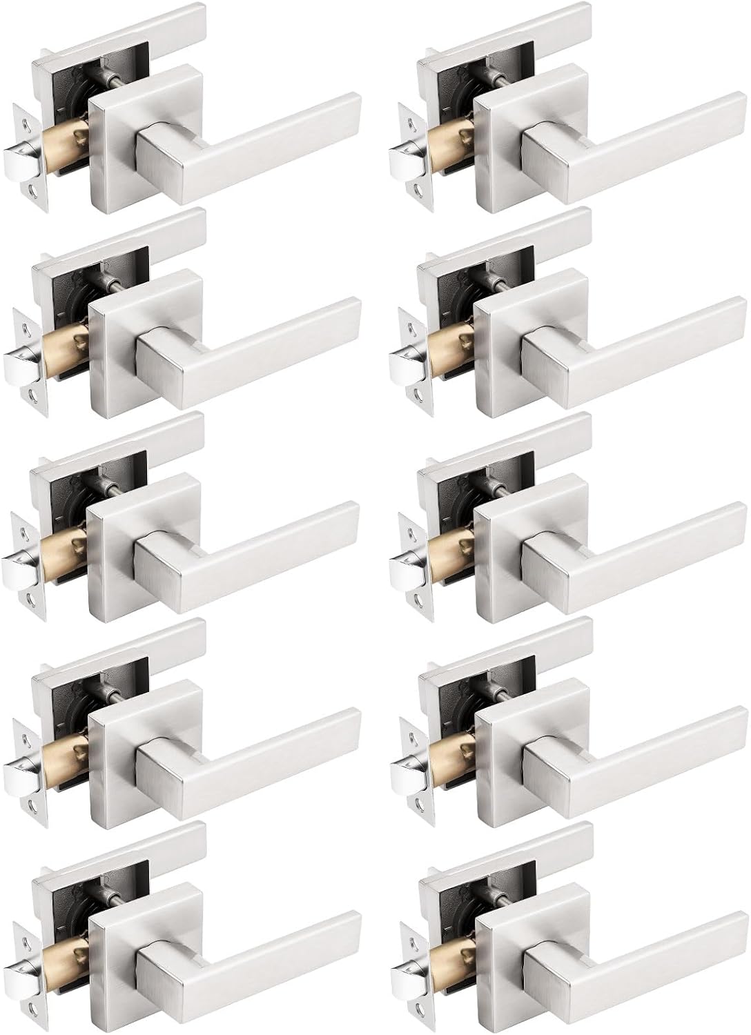 Gobrico 10 Pack Square Rosette Passage Door Handles for Interiors