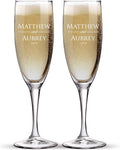 Personalized Wedding Champagne Flutes Set of 2 - Mr and Mrs Engraved