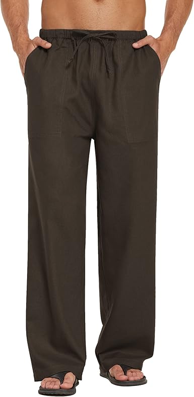 COOFANDY Mens Linen Loose Pant for Yoga and Beach Activities