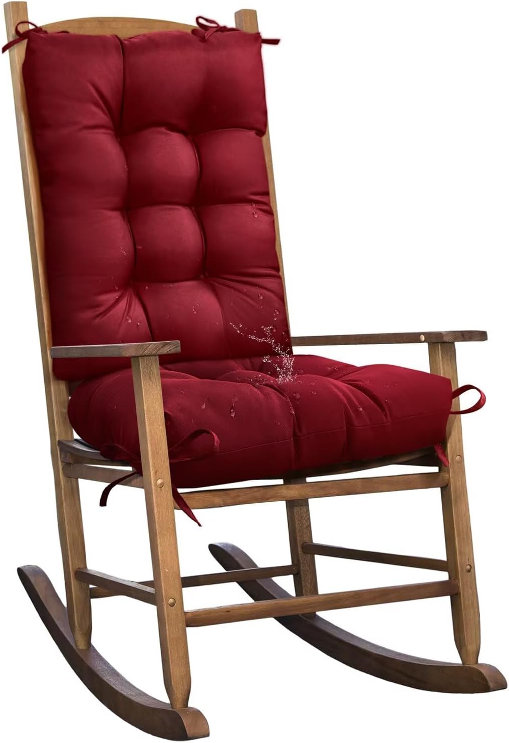 Indoor Outdoor Burgundy Chair Cushion for High Back Rocking Chairs