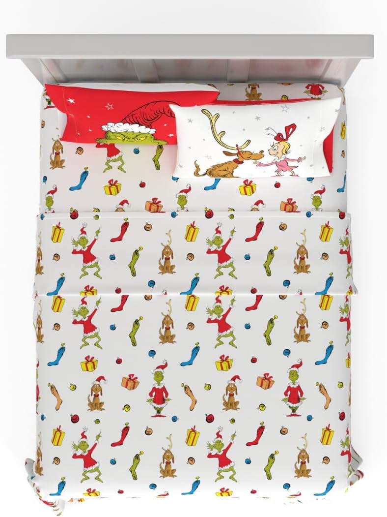 Dr. Seuss The Grinch Holiday Bedding Super Soft Microfiber Set