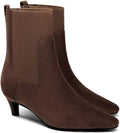 Coutgo Womens Ankle Boots Low Kitten Heel Pointed Toe (Style F1KW)