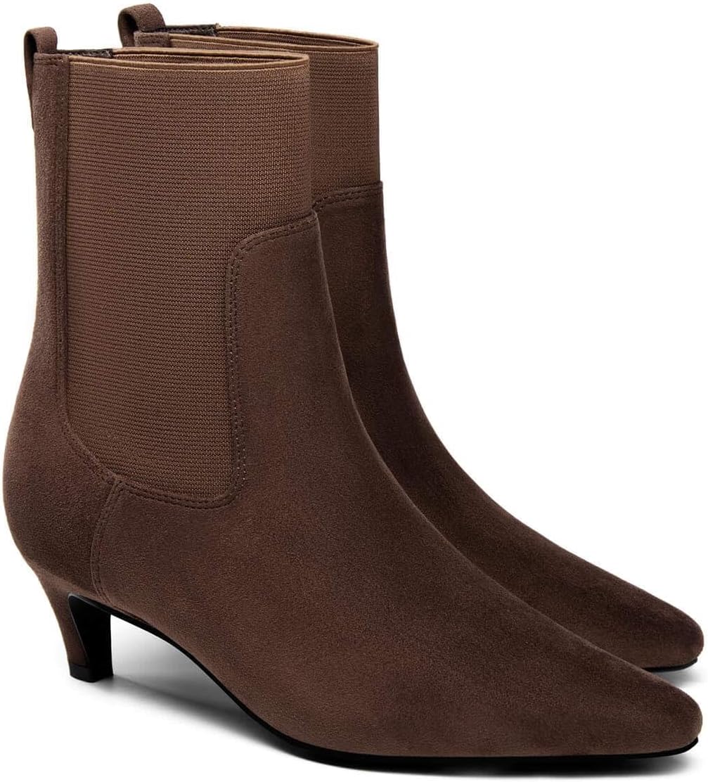 Coutgo Womens Ankle Boots with Kitten Heel for Fall Style