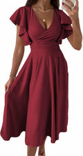 Elegant Classy Ruffle Sleeve Midi Dress for Summer Events