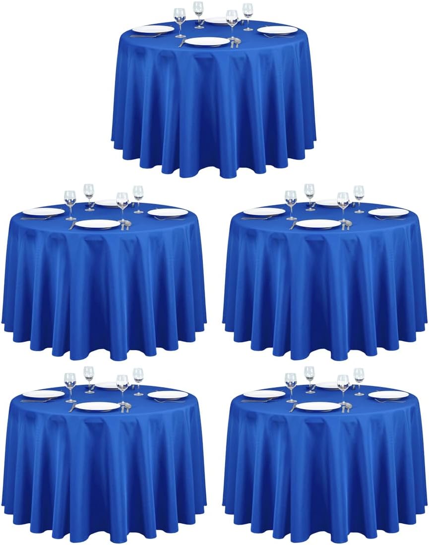 LTC LINENS 5 Pack 108 Inch Round Tablecloths for Events