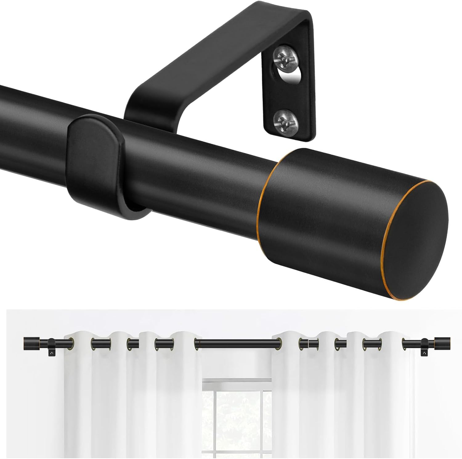 Adjustable Black Curtain Rods 32-58 Inch - Stylish Window Decor