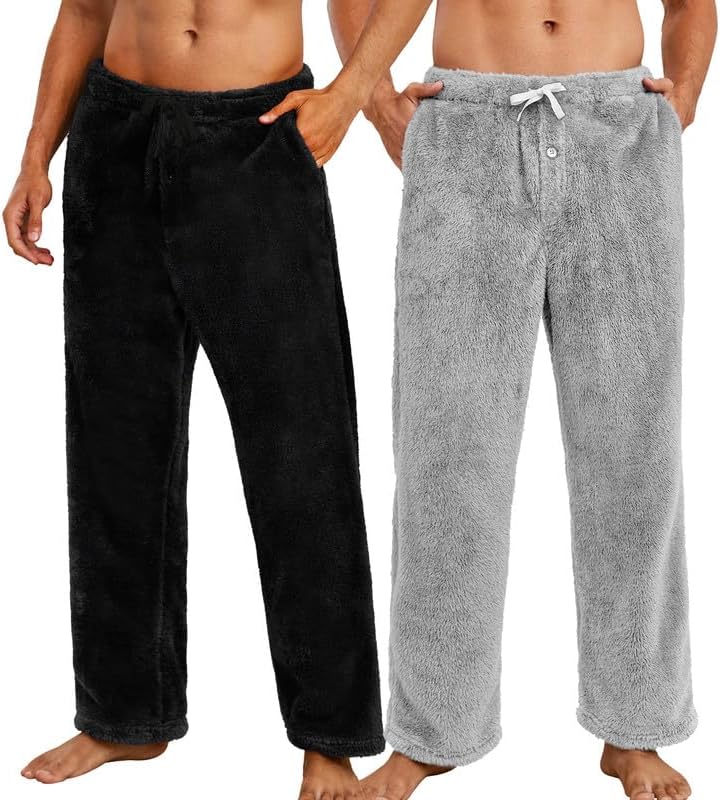 Vulcanodon Plush Warm Pajama Pants for Men with Pockets