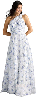 One Shoulder Bridesmaid Dresses A Line Pleated Chiffon Long Formal