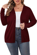 Plus Size Cardigan for Women Button Open Front Long Sleeve