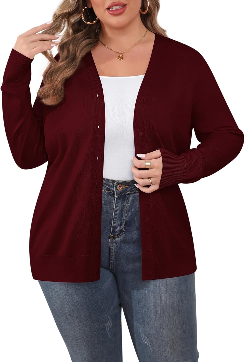 Plus Size Cardigan for Women by TIANZHU - Comfy Lightweight Sweater