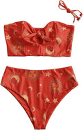 ZAFUL Women Ribbed Keyhole Tied High Waisted Bikini Set