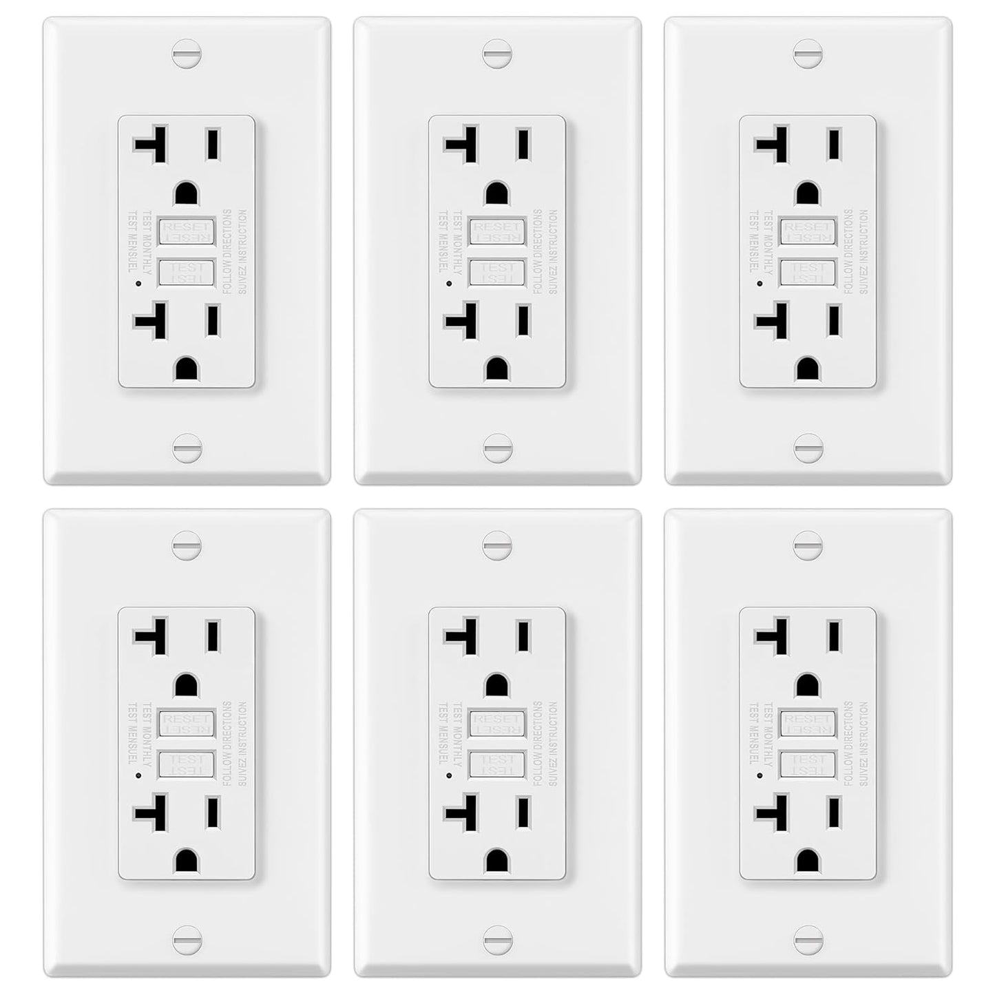 ELECTECK GFCI Outlets 20 Amp with LED Indicator for Safety