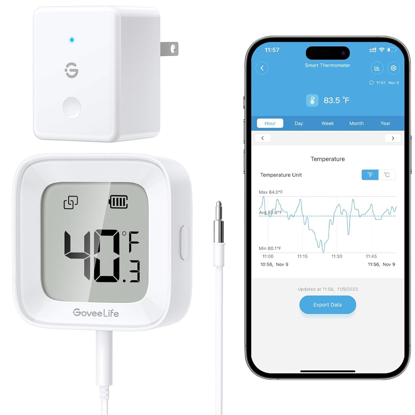 GoveeLife WiFi Refrigerator Thermometer with Alarm for Safety