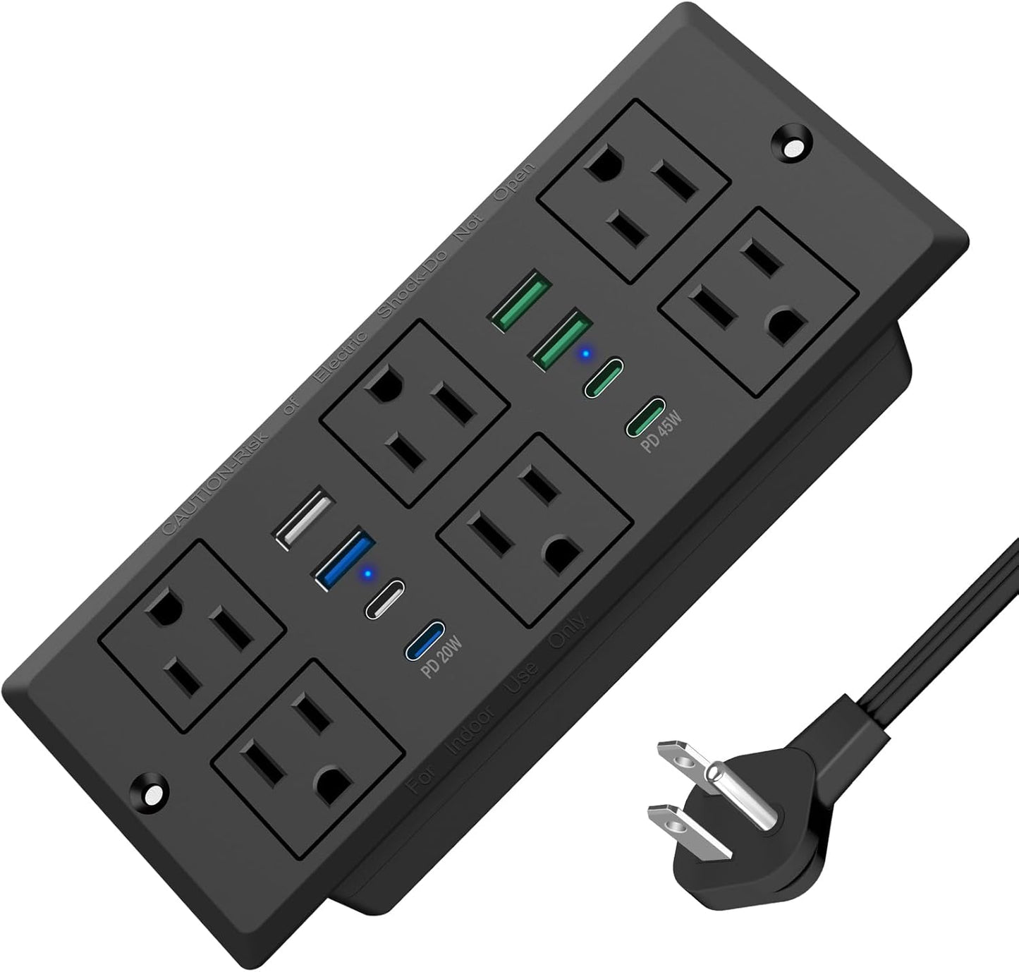 Recessed Power Strip with 45W USB C for Desk and Office Use